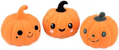 CHIWAVA 3PCS 2.4" Squeak Halloween Pumpkin Latex Dog Toy Set for Small Dogs