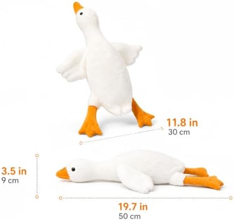 50cm White Goose Plush Dog Toy, Durable Non-Squeaky Chew Toy for Aggressive Chewers, Interactive Fetch and Training Toy for Medium Large Dogs, Tough Pet Puppy Gift