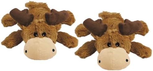 KONG Cozie Plush Dog Toys 2 Pack – Durable & Soft Squeaky Toys for Medium Dogs – Assorted Animal Characters (Marvin The Moose)