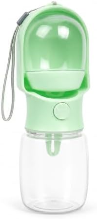 2-in-1 Dog Water Bottle with Food Container, Small, Green