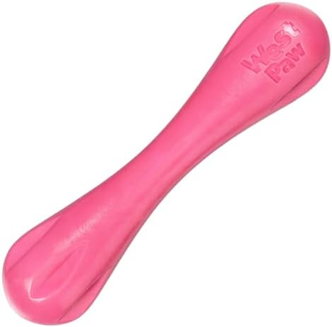 WEST PAW Zogoflex Hurley Dog Bone Chew Toy – Floatable Pet Toys for Aggressive Chewers, Catch, Fetch – Bright-Colored Bones for Dogs – Recyclable, Dishwasher-Safe, Non-Toxic, Large, Geranium