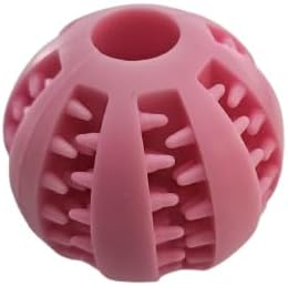 Interactive Dog Treat Ball Toy, Dental Cleaning Chew Ball, IQ Training Toy for Dogs, Teeth Cleaning Dispenser by Louis LUX (Pink)