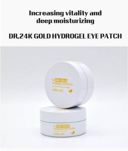LEBELAGE Eye Patch Hydrogel 24K Gold 60 Sheets | Cooling Hydrogel Under Eye Patches with Gold | Moisturizing Eye Care for Daily Skincare Routine
