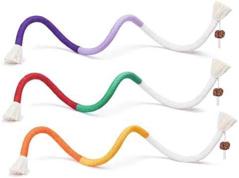 Cat Chew Rope Toys 3PCS Catnip Infused Dental Chew Ropes 27.6 Inch Interactive Indoor Kitten Toys for Teething Cleaning Teeth and Play