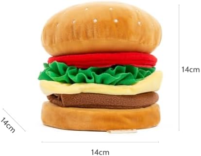 Cheeseburger Snuffle Toy, Interactive Enrichment Plush Toy with Squeaker, Treat-Hiding Pockets