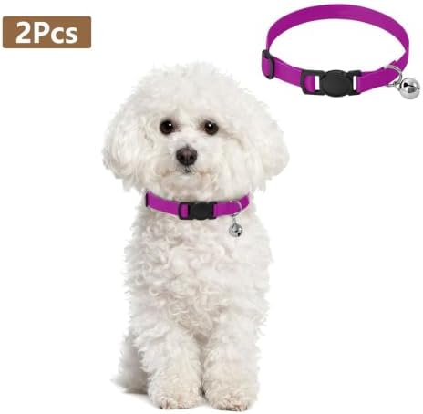 2 Pack Kitten Collars Purple Pink Gradient Collar with Bell for Dog Puppy, Adjustable 10.6 to 17.1 Inches