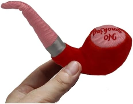 Squeaky Plush Dog Toy - Interactive Soft Stuffed Chew Toy for Molar Teeth Cleaning - Tobacco Pipe Pattern Durable Cute Pet Toy for Small Medium Size Dogs