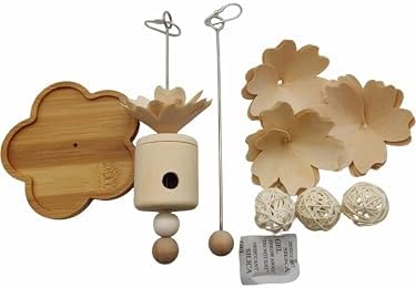 Bird Foraging Toy Set, Bamboo Feeding Station with Flower Treat Dispenser, Stainless Steel Skewers, Wood Construction, 9x5.5x2 Inches, for Small and Medium Parrots