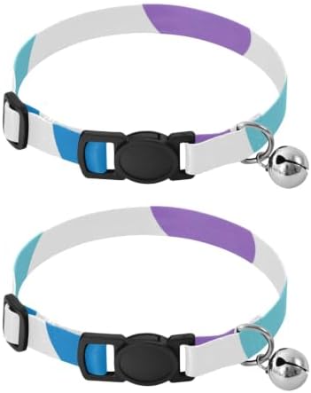 Rainbow Polka Dots Soft Polyester Pet Collar, 2 Pack Dog Bell Collar