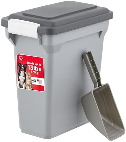 IRIS USA Dog Food Storage Container, Up to 13 lbs, Gray/Dark Gray
