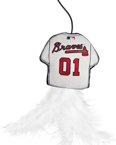 Pets First MLB Atlanta Braves Team Jersey Wand with CAT NIP, Cat Toy Jersey Shaped Plush Teaser Toy for Cats & Kittens - Interactive Pet Toy for Play & Exercise
