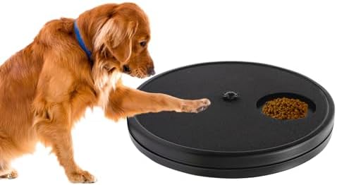 Rislobx Dog Nail Scratch Board, 3 in 1 Rotatable Round Dog Scratch Board with Food Storage Compartment Box Nail Grinder Claw Care, Stress-Free Pad (Black)