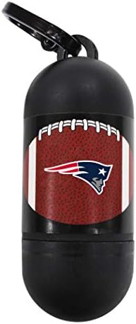 Pets First NFL NEW ENGLAND PATRIOTS PET LICENSED Poop Waste Bag Dispenser and D Ring for Leash with 15 Premium Garbage Bags