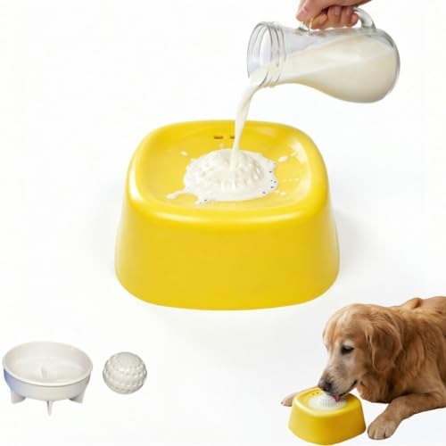 YCD-incerda Slow Feeder Lick Bowl with Rolling Ball (1, Yellow)