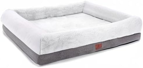 WINDRACING Orthopedic Dog Bed for Large Dogs, Bolster Sides Dogs Sofa Bed with Removable Washable Cover & Non-Skid Bottom, Soft Pet Bed with Egg Foam Dog Couch for Sleeping, 40 x 28 Inch, Gray