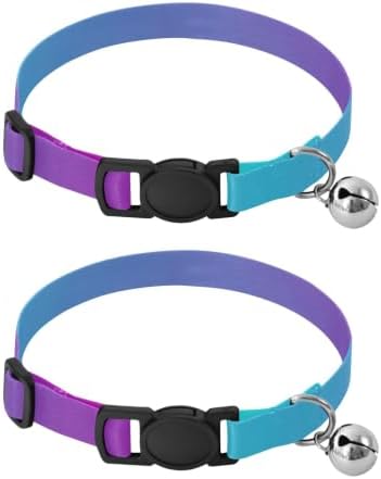 Turquoise Blue Purple Gradient Easy to Wear Dog Collar 2 Pack Collar for Cats