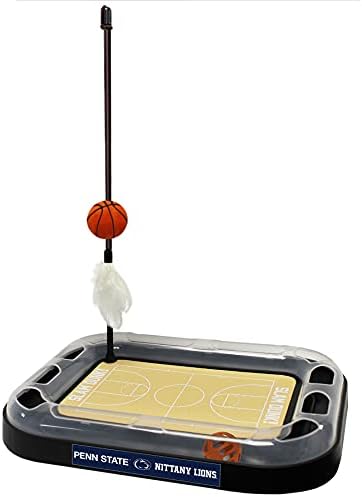 Cat Scratch Toy NCAA PENN State Nittany Lions REVERSIBLE Basketball Court Felt/Cardboard Cat Scratcher Toy Interactive Cat Ball Bell Tracks. 6-in-1 CAT TOY Cat Wand Poll CATNIP-FILLED Plush Basketball