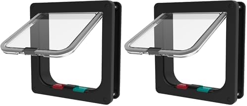 Hakuna Pets Standard Cat and Small Pet Door, Small, Black, Pets up to 11 lbs. (Pack of 2)