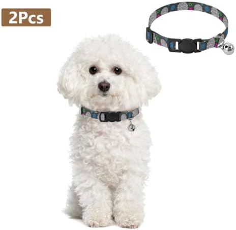 White Mandala Geometric Gray Easy to Wear Small Dog Collar 2 Pack Pet Collars for Cats