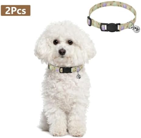 Hydrangea Flowers Pastel Cream Adjustable Buckle Pet Collars 2 Pack Comfortable Cat Collar