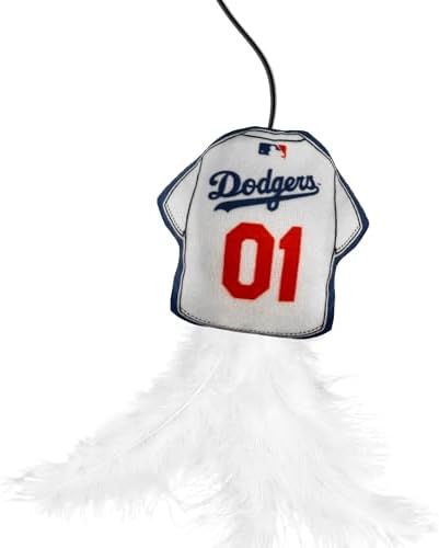 Pets First MLB Los Angeles Dodgers Team Jersey Wand with CAT NIP, Cat Toy Jersey Shaped Plush Teaser Toy for Cats & Kittens - Interactive Pet Toy for Play & Exercise