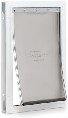 PetSafe Freedom Aluminum Dog & Cat Door, Pets up to 100 lbs, Large, White | Solid Aluminum Frame with Reinforced Corners, Flap Opening 10.25" W x 16.25" H, Fits Doors 3/8-2 in Thick