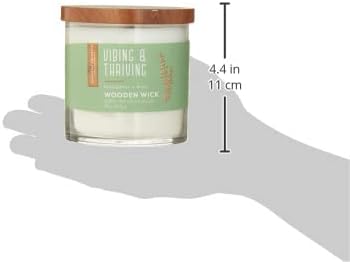 Essential Elements by Candle-Lite Company Wood Wick Scented Candle, Vibing & Thriving, One 16 oz. Single-Wick Aromatherapy Candle with 50 Hours of Burn Time, White (Pack of 2)