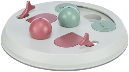 Trixie Cat Activity Flip Board – 4-Module Treat Puzzle Enrichment Toy for Mental Stimulation & Slow Feeding – Interactive Cat Toy for Indoor Cats – Berry/Gray, 9 x 9 x 2.5 in