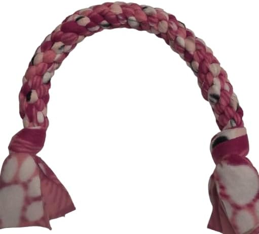 Dog Puppy Tug Pull Toy Rope Play Durable Interactive Entertaining Heavy Duty Fleece Square Braid by Knots SO Fast (Pink)