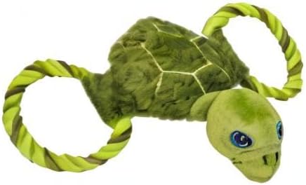 Jolly Pets Tug-A-Mal Turtle Squeaky Tug Dog Toy, Medium
