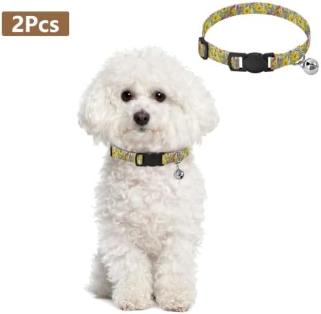 Sunflower Birds Pet Collar 2 Pack Soft Cat Collar Adjustable 10.6 to 17.1 Inches
