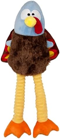 Huxley & Kent Funny Dog Toy w/Squeaker – Halloween Power Plush Squeaky Dog Toys for Small, Medium & Large Dogs – Soft Stuffed Animal for Indoor Play & Fetch - Lankies Feathertail Turkey, Large