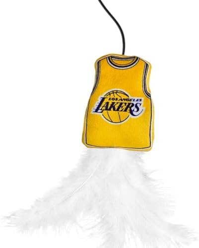 Pets First NBA LA Lakers Team Jersey Wand with CAT NIP, Cat Toy Jersey Shaped Plush Teaser Toy for Cats & Kittens - Interactive Pet Toy for Play & Exercise