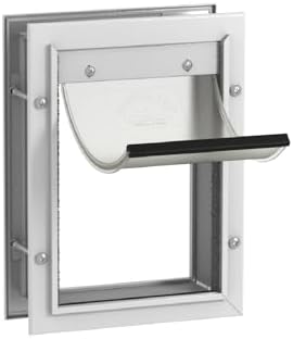 Hakuna Pets Deluxe Aluminum Pet, Cat and Dog Door with 2-Way Locking Panel for Screens, Doors and Walls up to 2.8" Thick, Small, White