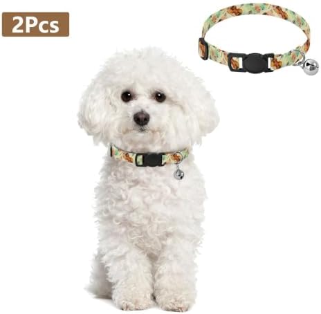 Violins Cat Collars with Bell 2 Pack Puppy Collar Adjustable Length 10.6" to 17.1"