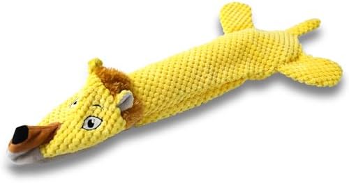 Dog Toys, Squeaky Plush No Stuffing Crinkle Dog Toy for Small Medium Large Dogs, Interactive Puppy Teething Water Bottle Dog Chew Toy (Lion)
