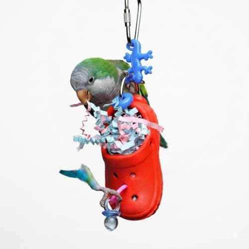 Croc-Fetti Shreddable Bird Toy, Colorful Foraging Chew Toy with Confetti for Parakeets, Conures and Small Parrots, 3x1.5 Inch