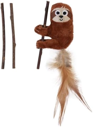 Mad Cat Sloth with Sticks Catnip and Silvervine Plush Cat Toy, Pack of 4