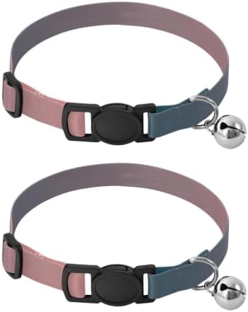 Pink Blue Gradient Cat Bell Collar 2 Pack Cat Collar Adjustable Length 10.6" to 17.1"