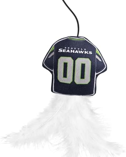 Pets First NFL Seattle Seahawks Team Jersey Wand with CAT NIP, Cat Toy Jersey Shaped Plush Teaser Toy for Cats & Kittens - Interactive Pet Toy for Play & Exercise