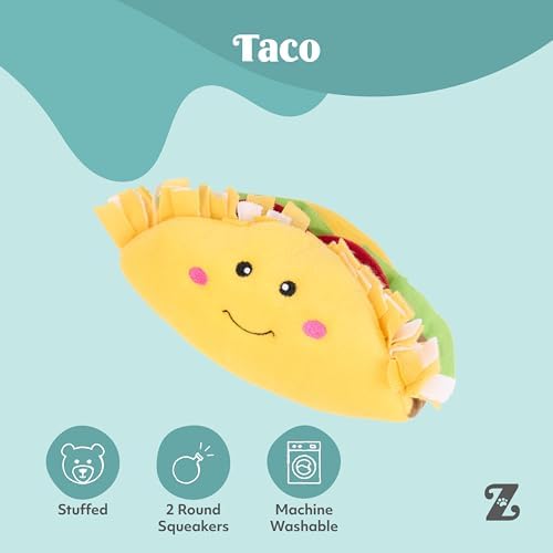 ZippyPaws NomNomz Dog Squeaky Toys to Keep Them Busy, Pet Products - Taco