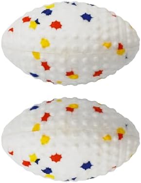 Deeow 2 Pack Water-Floating Squeaky Dog Toy Ball for Fetching Game, World Cup Soccer ETPU White Rugby Ball Pet Toys, Beach and Pool Toys for Interactive Game, Non-Toxic Puppy Toy Ball for Outdoor Fun