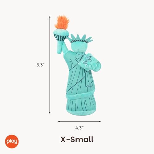 P.L.A.Y. Cute Plush Dog Toys - Totally Touristy Landmark Themed Durable Squeaker Toy, Great for Puppies & Small, Medium, Large Dogs - Machine Washable, Recycled Materials (Statue of Liberty, X-Small)