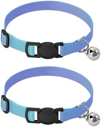 Vibrant Green Purple Gradient Adjustable Buckle Kitten Collars 2 Pack Soft Cat Collar