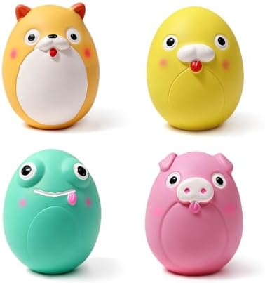 SCHITEC Squeaky Puppy Toys, Interactive Animal Dog Toy Pack, Cute Latex Rubber Squeak Pet Balls for Puppies Mini Small Breed Dogs
