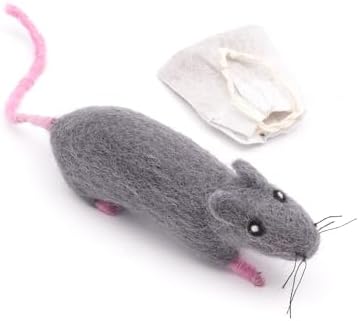 Glaciart One Felt Cat Rat Toy – Soft Fuzzy Enrichment 100% Natural Wool - Interactive Catnip Play Cat Toy Set - Safe for Pets, Non-AZO Colored Dyes