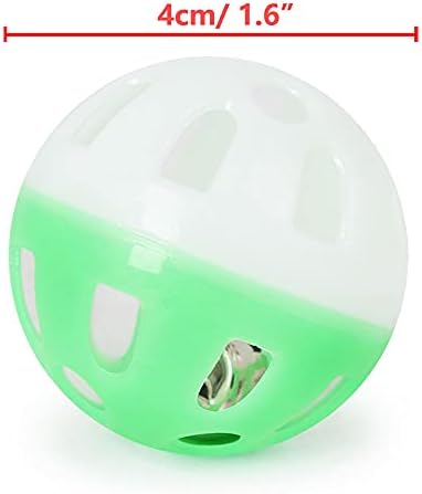 VOVIGGOL 12PCS 4CM Cat Toy Ball with Bell, Pet Ball Kitten Toy with Bell Cat Jingle Balls for Cats Kitten, Plastic Jingle Balls Pounce Chase Rattle Toys, Random Color