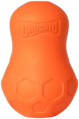 Chuckit! Tumble Teez Dog Treat Puzzle Toy, Medium, Orange – Interactive Tumble‑Shaped Treat & Chew Puzzle Pod for Dogs 20–60 lb – Durable Rubber Fetch Toy with Interior Treat Chamber – Pack of 1