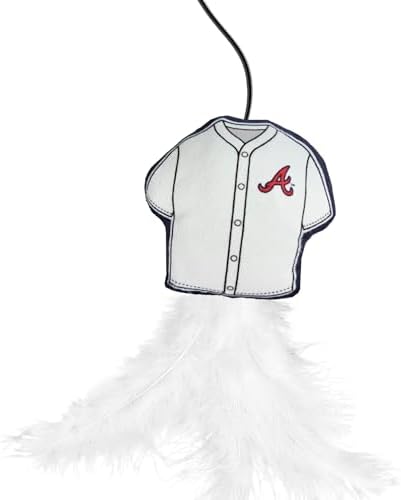Pets First MLB Atlanta Braves Team Jersey Wand with CAT NIP, Cat Toy Jersey Shaped Plush Teaser Toy for Cats & Kittens - Interactive Pet Toy for Play & Exercise