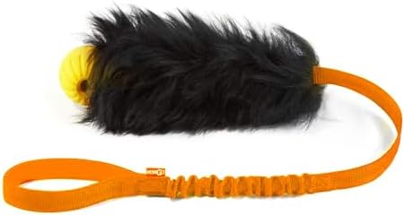 HOWGO Dog Rope Toy,Dog Bungee Chaser Toy 100% Sheepskin,Sheep Smell Tug Toy for All Breeds (Orange, Long with Ball)
